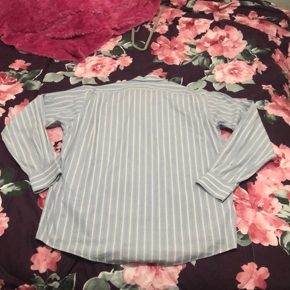Burberry Blue and White Stripe Button Down Mens Size 16.5 -35 - Picture 5 of 16